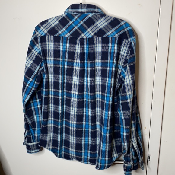Stussy Men's Plaid Flannel Blue Button Down Shirt Large - Picture 4 of 4